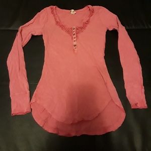 Free People Long Sleeve Rustic Red T-Shirt Size S